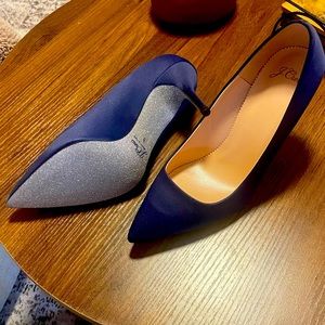 J Crew Elsie Navy Blue Heels BRAND NEW NEVER WORN